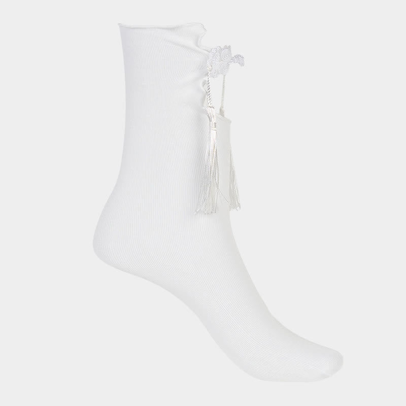 Chaussettes mi-mollet en coton pour femme, motif grenouille chinoise, couleur pure, motif Buddha Stones - image 9