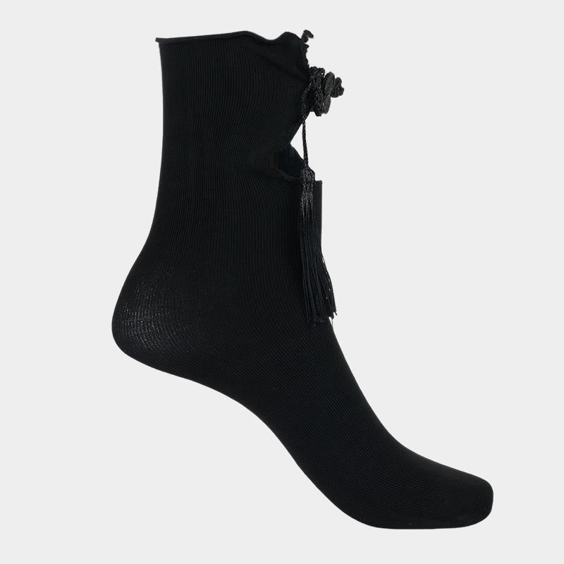 Chaussettes mi-mollet en coton pour femme, motif grenouille chinoise, couleur pure, motif Buddha Stones - image 5