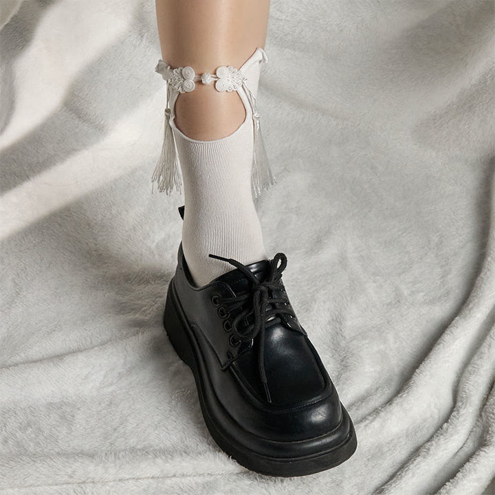 Chaussettes mi-mollet en coton pour femme, motif grenouille chinoise, couleur pure, motif Buddha Stones - image 7