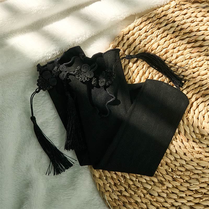 Chaussettes mi-mollet en coton pour femme, motif grenouille chinoise, couleur pure, motif Buddha Stones - image 1