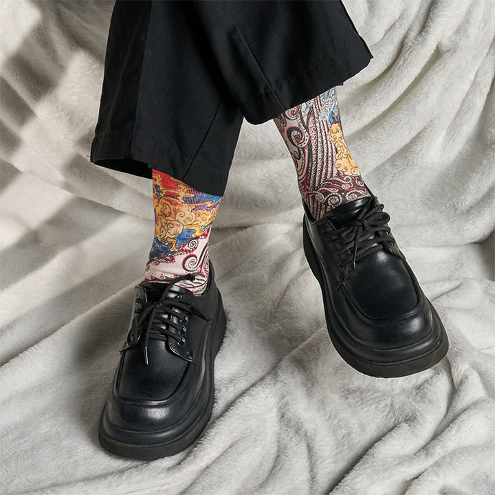 Chaussettes unisexes décontractées Buddha Stones, motif baleine, vagues, coucher de soleil, micro-collant pour hommes et femmes - image 7