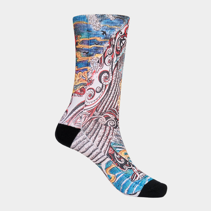 Chaussettes unisexes décontractées Buddha Stones, motif baleine, vagues, coucher de soleil, micro-collant pour hommes et femmes - image 8
