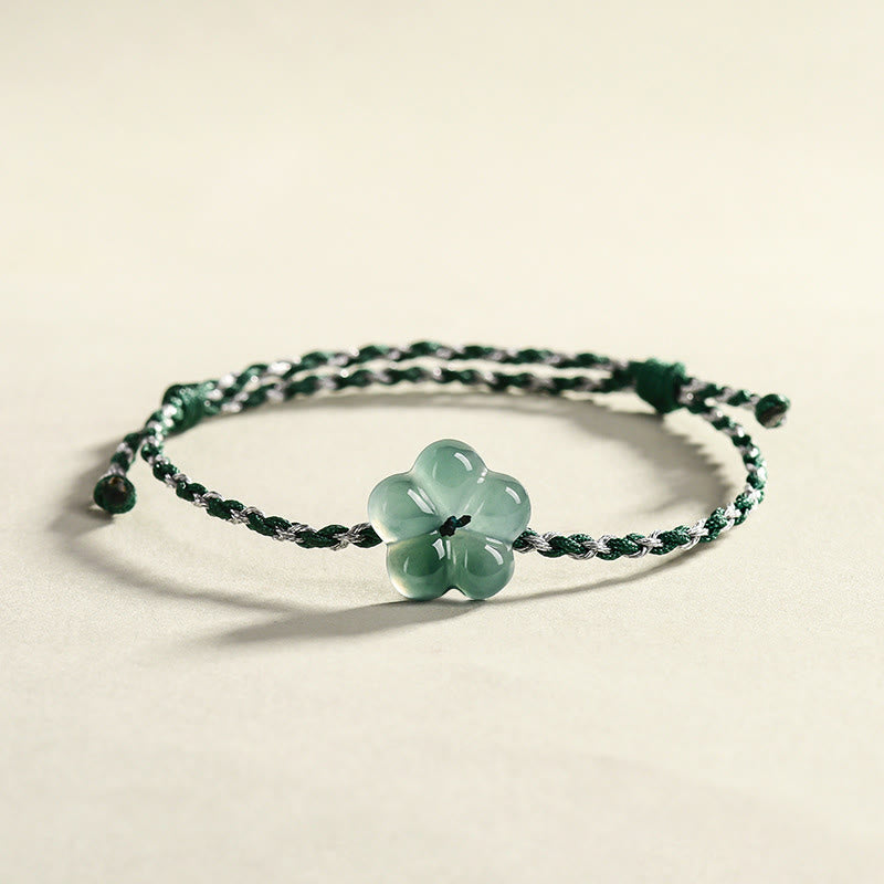 Bracelet de prospérité tissé à la main en jade fleur naturelle de Buddha Stones - Jade (tour de poignet : 14-20 cm) - image 0