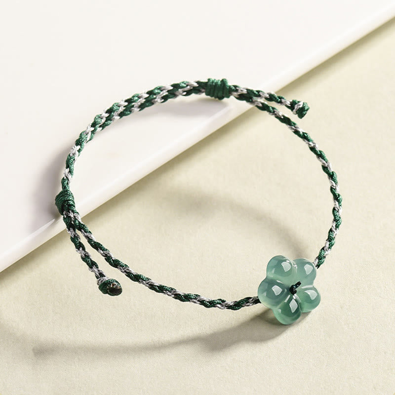 Bracelet de prospérité tissé à la main en jade fleur naturelle de Buddha Stones - image 3