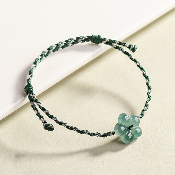 Bracelet de prospérité tissé à la main en jade fleur naturelle de Buddha Stones - image 3