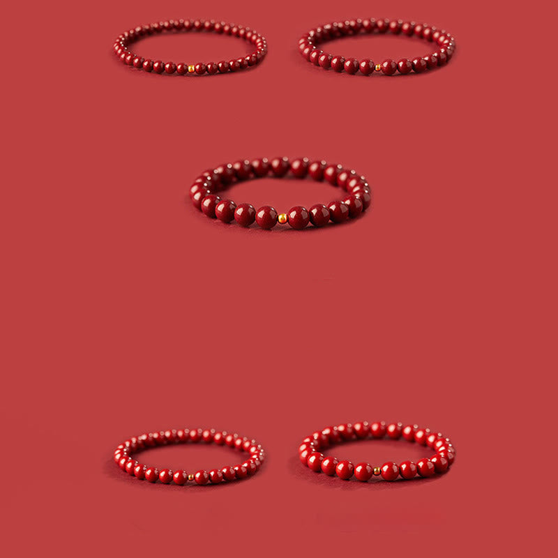 Bracelet de concentration simple en or 999 et cinabre Buddha Stones - image 14