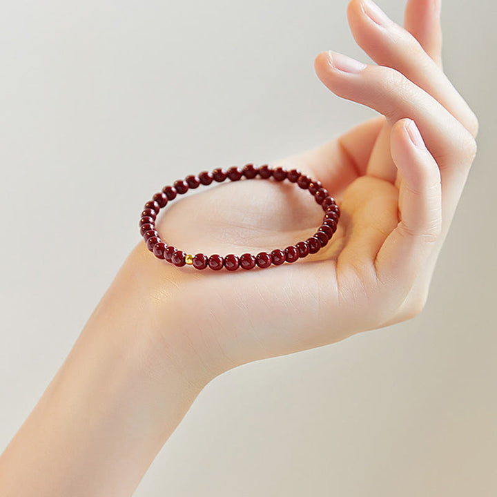 Bracelet de concentration simple en or 999 et cinabre Buddha Stones - image 1