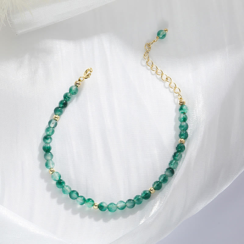 Bracelet de guérison en agate mousse naturelle plaqué or 14 carats de Buddha Stones - image 3