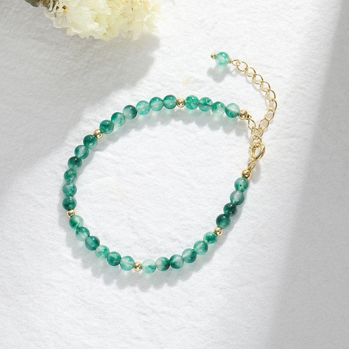 Bracelet de guérison en agate mousse naturelle plaqué or 14 carats de Buddha Stones - image 2