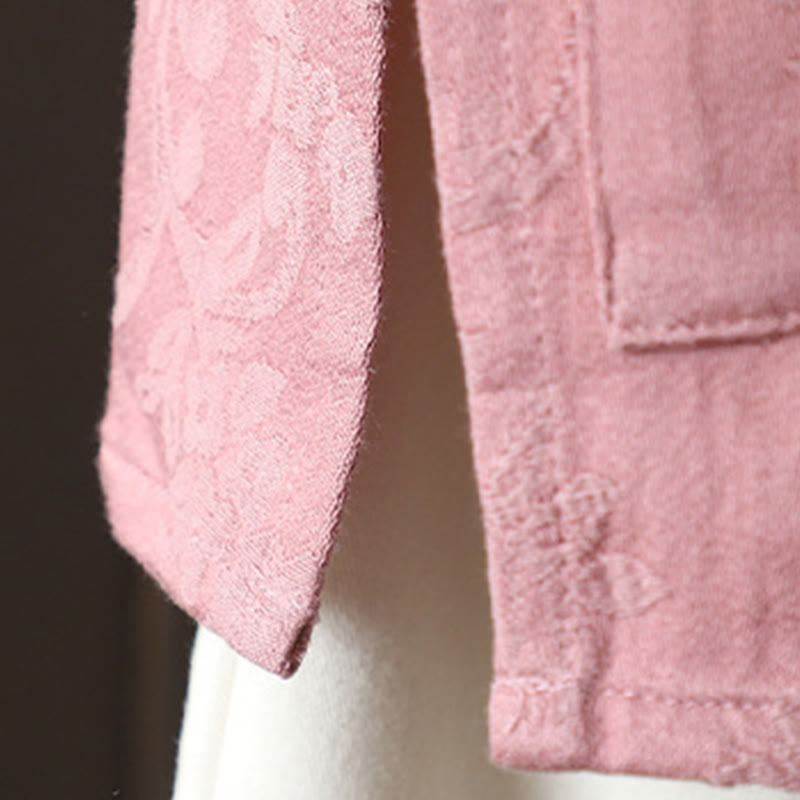 Chemise décontractée en coton à manches longues et col montant pour femme avec motif floral Buddha Stones - image 12