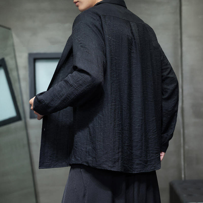 Chemise à manches longues pour homme, motif Buddha Stones, couleur unie, boutons, printemps - image 4