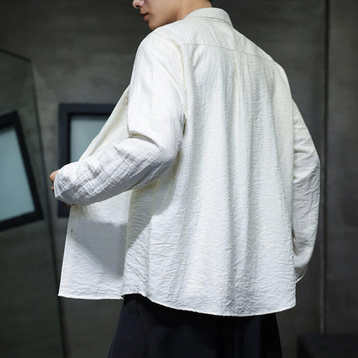 Chemise à manches longues pour homme, motif Buddha Stones, couleur unie, boutons, printemps - image 10