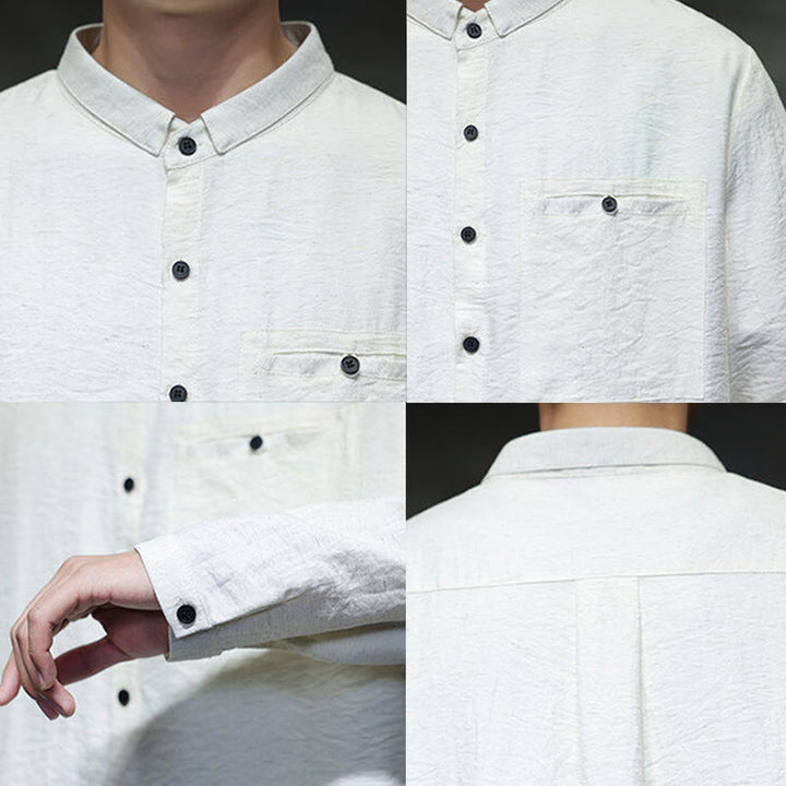 Chemise à manches longues pour homme, motif Buddha Stones, couleur unie, boutons, printemps - image 16