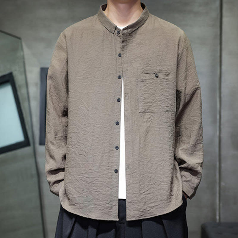 Chemise à manches longues pour homme, motif Buddha Stones, couleur unie, boutons, printemps - image 19