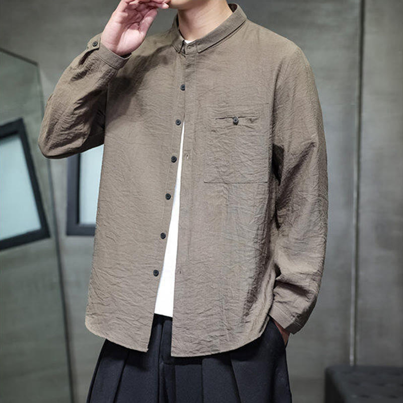 Chemise à manches longues pour homme, motif Buddha Stones, couleur unie, boutons, printemps - image 20