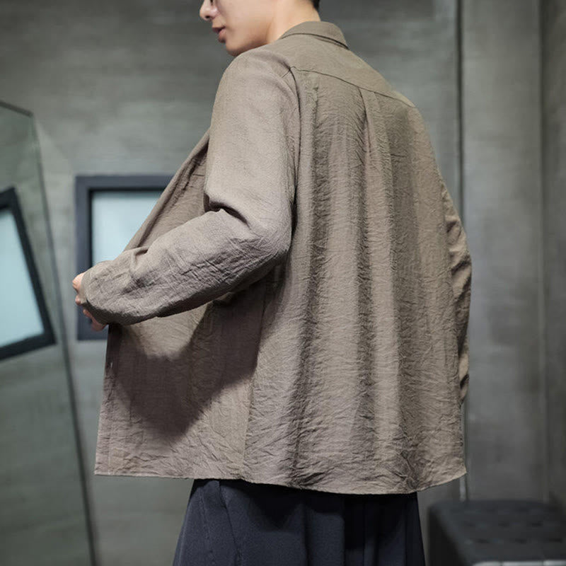 Chemise à manches longues pour homme, motif Buddha Stones, couleur unie, boutons, printemps - image 21