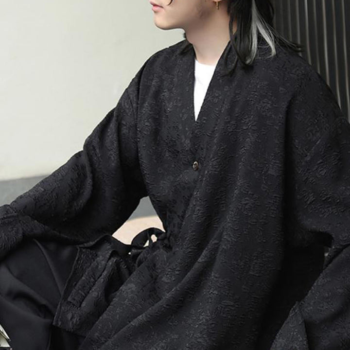 Chemise à manches longues et col en V à imprimé floral Buddha Stones pour homme - image 4