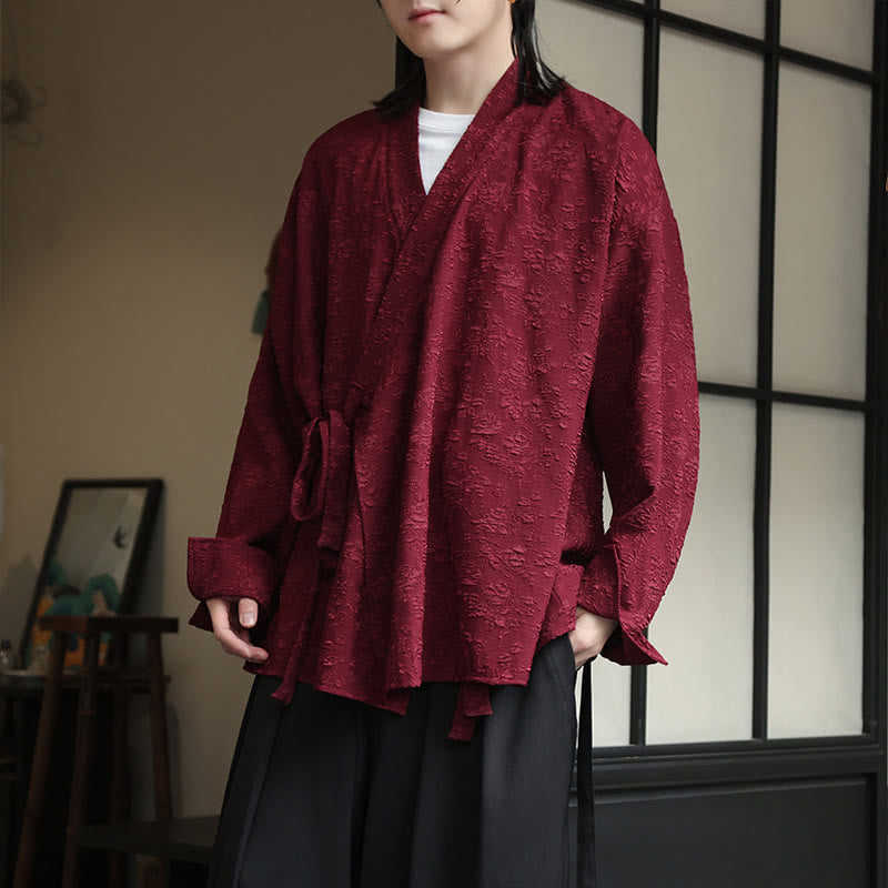 Chemise à manches longues et col en V à imprimé floral Buddha Stones pour homme - image 9