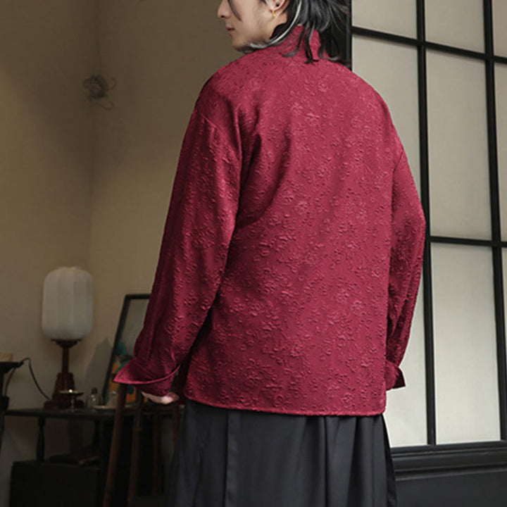 Chemise à manches longues et col en V à imprimé floral Buddha Stones pour homme - image 10