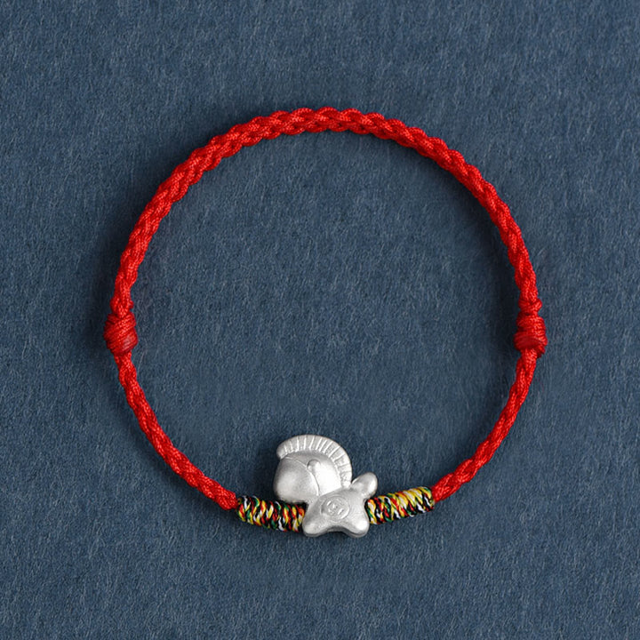 Bracelet de cheville tressé en argent sterling 999 avec Buddha Stones Année du Cheval - Bracelet de cheville rouge (circonférence 17-30 cm) - image 12