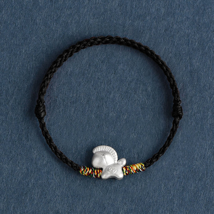 Bracelet de cheville tressé en argent sterling 999 avec Buddha Stones Année du Cheval - Bracelet de cheville noir (circonférence 17-30 cm) - image 18
