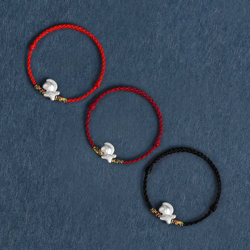 Bracelet de cheville tressé en argent sterling 999 avec Buddha Stones Année du Cheval - image 1