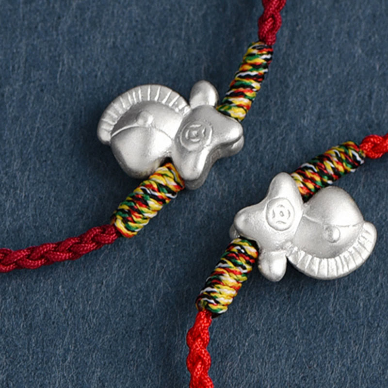 Bracelet de cheville tressé en argent sterling 999 avec Buddha Stones Année du Cheval - image 5