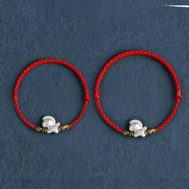 Bracelet de cheville tressé en argent sterling 999 avec Buddha Stones Année du Cheval - image 16