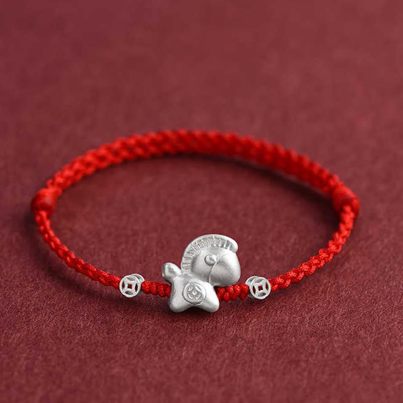 Bracelet de cheville tressé en argent sterling 999 avec Buddha Stones Année du Cheval et pièces de cuivre - image 10