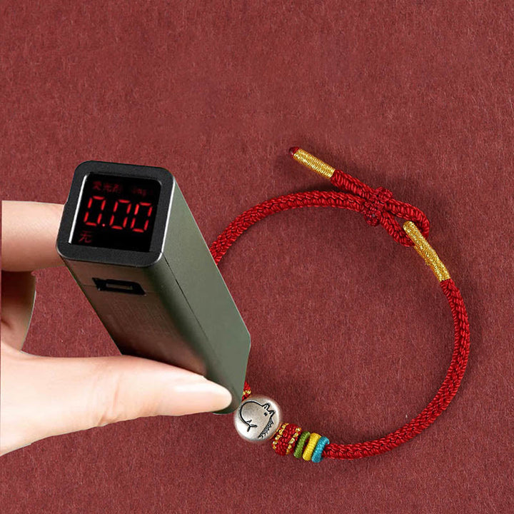 Bracelet de foi tressé en argent sterling 999 avec cordon rouge et pierres de Buddha Stones Année du Cheval - image 4