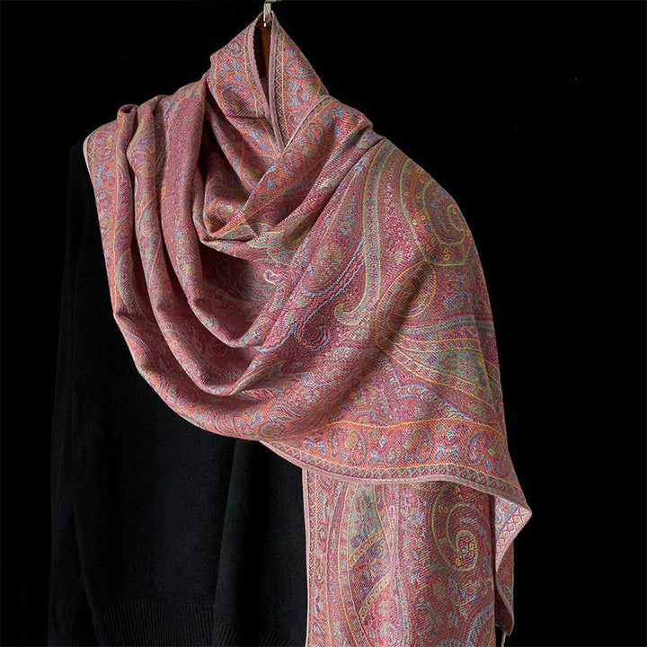 Écharpe châle douillette à pompons et rayures en forme de fleur de cajou de printemps Buddha Stones - Blush lavande - 178*70cm - image 6