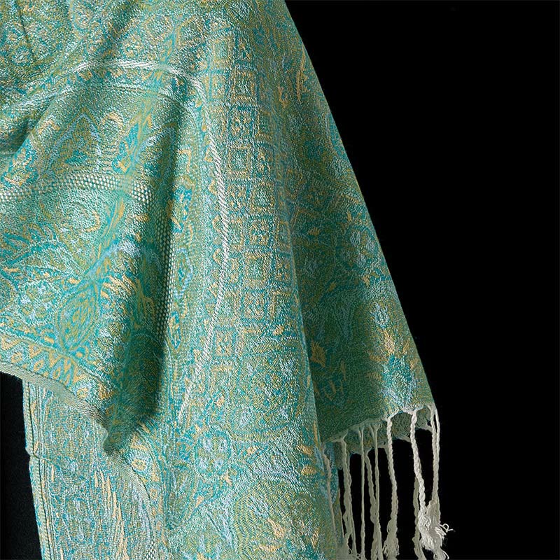 Buddha Stones à pompons et motif géométrique jacquard en forme de fleur de cajou verte printanière - image 4