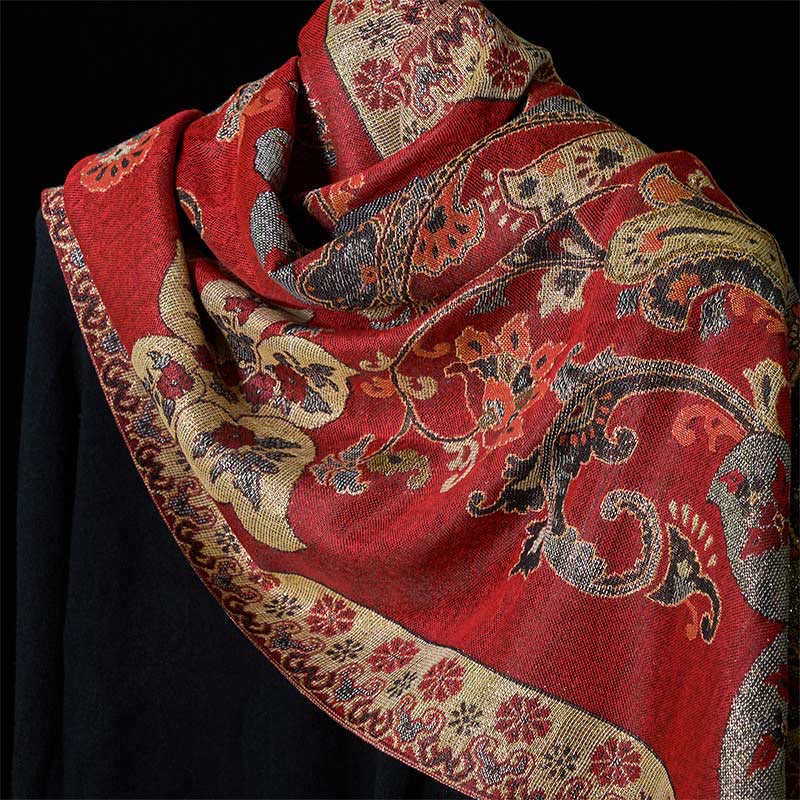 Écharpe confortable à pompons et motif géométrique floral de printemps en Buddha Stones - image 3
