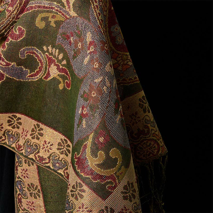 Écharpe confortable à pompons avec motif géométrique circulaire et fleurs de cajou de printemps et Buddha Stones - image 4