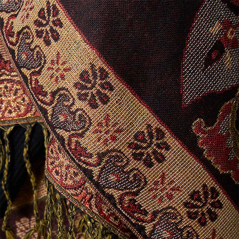 Écharpe confortable à pompons avec motif géométrique circulaire et fleurs de cajou de printemps et Buddha Stones - image 9