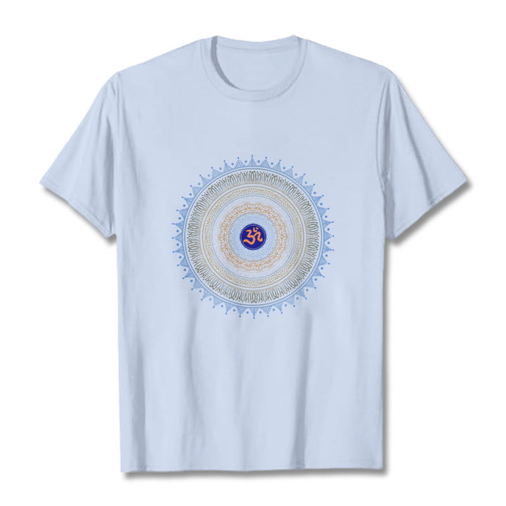 T-shirt à motif Buddha Stones Mandala Flower OM - Cyan clair - 2XL - image 18
