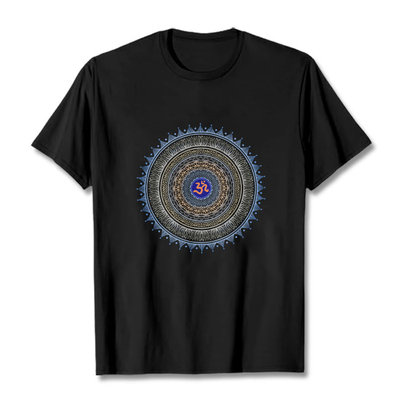 T-shirt à motif Buddha Stones Mandala Flower OM - Noir - 2XL - image 0