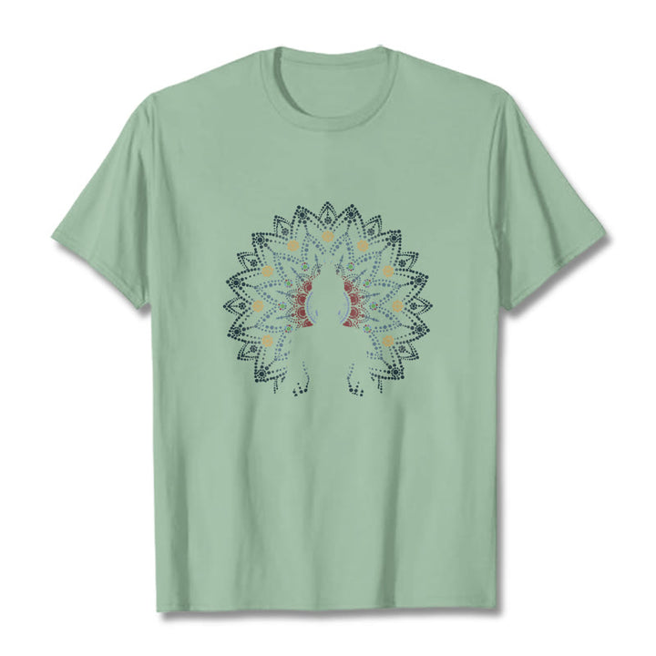 T-shirt à motif Bouddha serein assis Buddha Stones et mandala - Vert pâle - 2XL - image 4