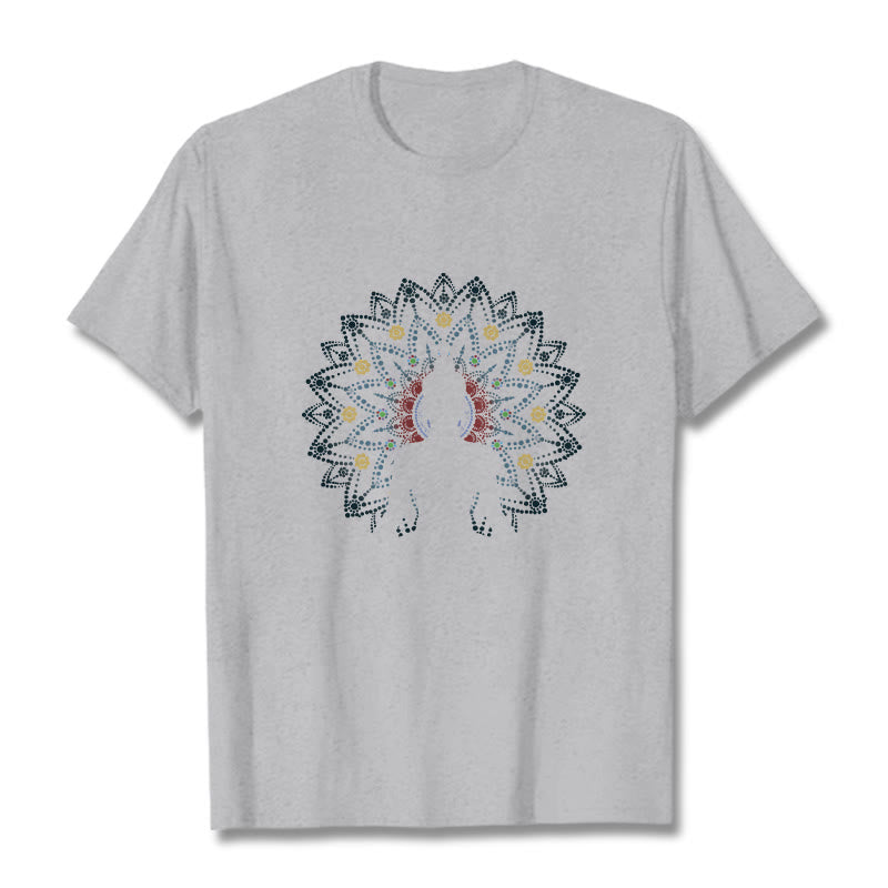 T-shirt à motif Bouddha serein assis Buddha Stones et mandala - Gris clair - 2XL - image 19