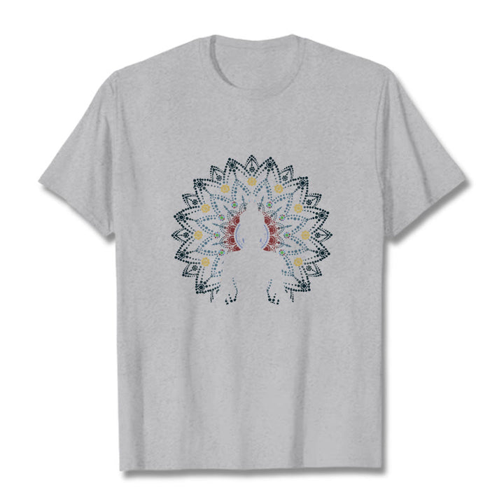 T-shirt à motif Bouddha serein assis Buddha Stones et mandala - Gris clair - 2XL - image 19