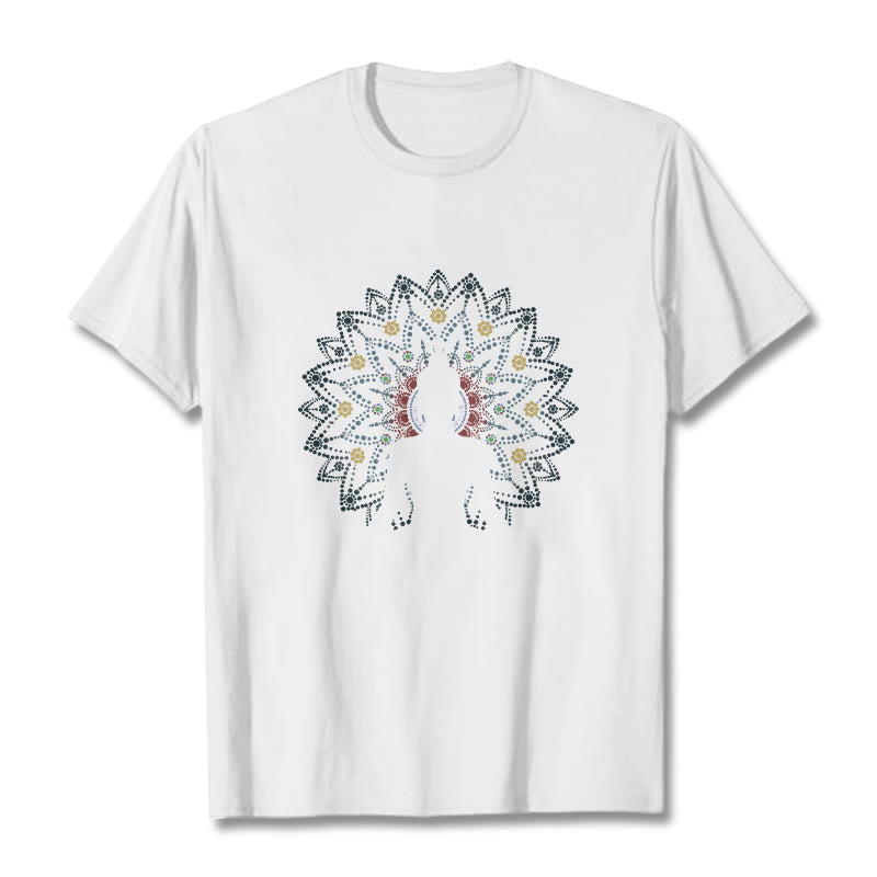 T-shirt à motif Bouddha serein assis Buddha Stones et mandala - Blanc - 2XL - image 0