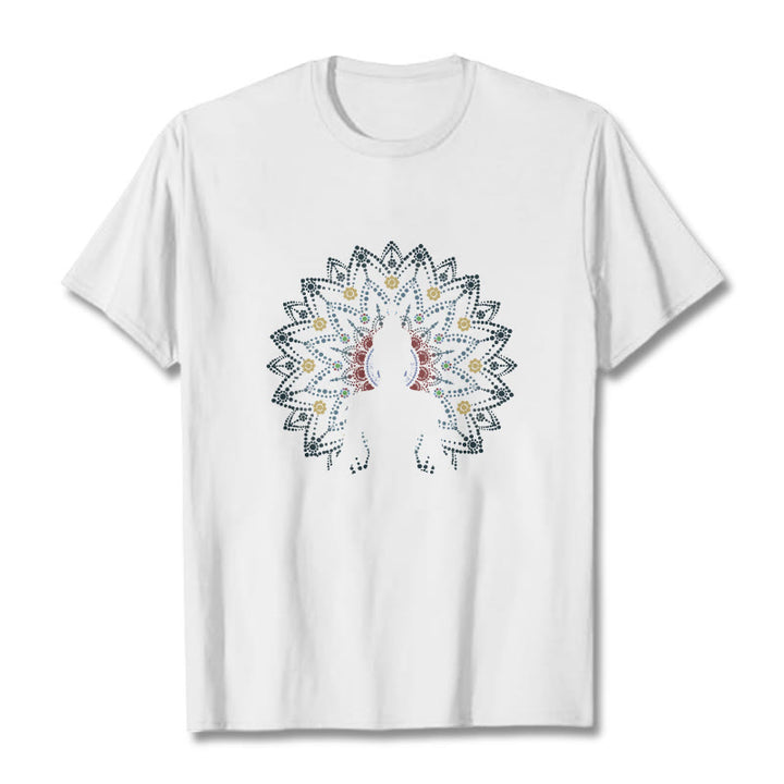 T-shirt à motif Bouddha serein assis Buddha Stones et mandala - Blanc - 2XL - image 0