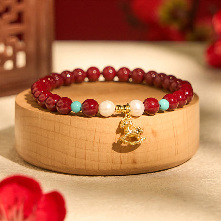 Bracelet de bénédiction en perles de cinabre naturelles de Buddha Stones Année du Cheval - image 2