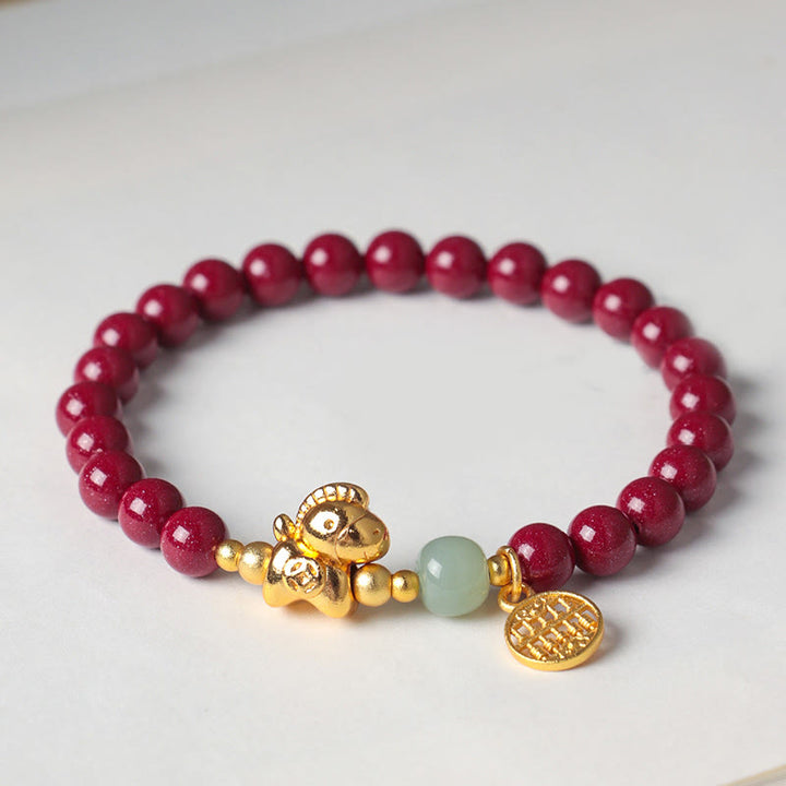 Bracelet de concentration en jade Hetian cinabre naturel de l'année du cheval Buddha Stones - image 10