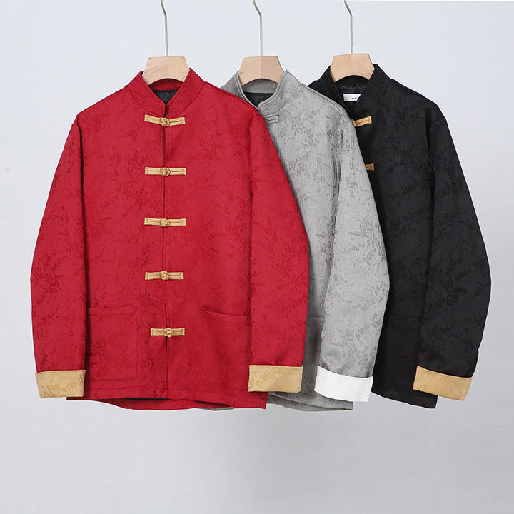Veste en coton à manches longues et col montant en jacquard Buddha Stones pour homme avec poches - image 14