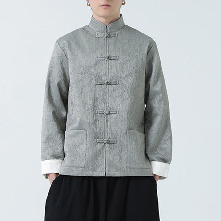 Veste en coton à manches longues et col montant en jacquard Buddha Stones pour homme avec poches - image 11