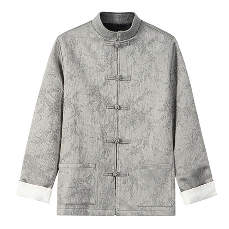 Veste en coton à manches longues et col montant en jacquard Buddha Stones pour homme avec poches - Gris clair - US/UK/AU46,EU56 (5XL) - image 9