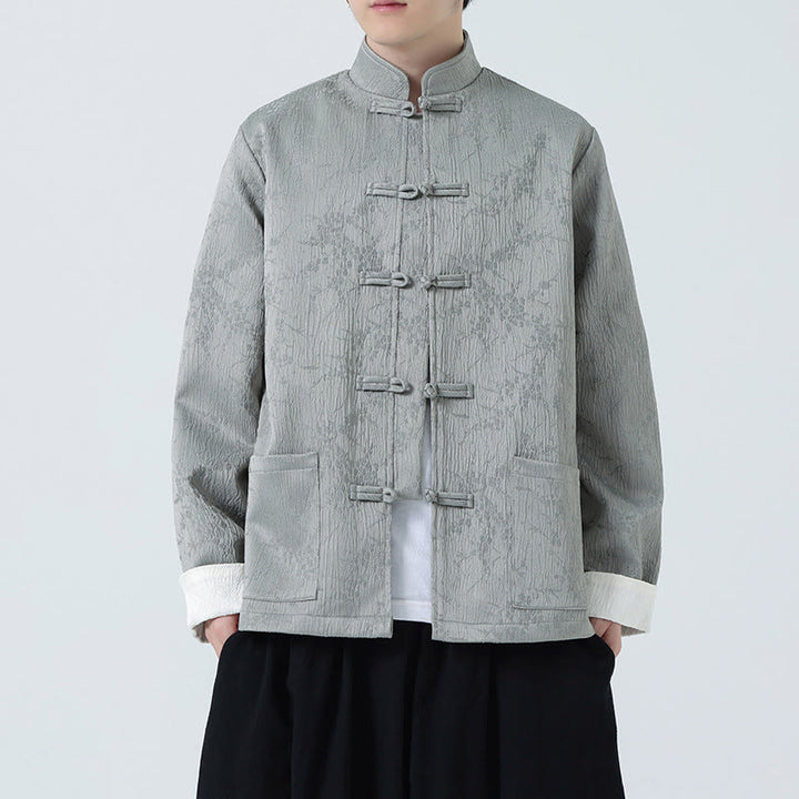 Veste en coton à manches longues et col montant en jacquard Buddha Stones pour homme avec poches - image 12