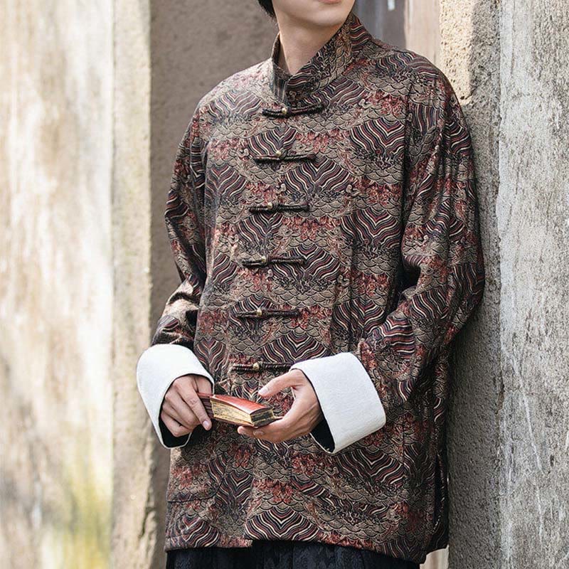 Chemise à manches longues et poches pour homme, motif floral imprimé Buddha Stones - image 20