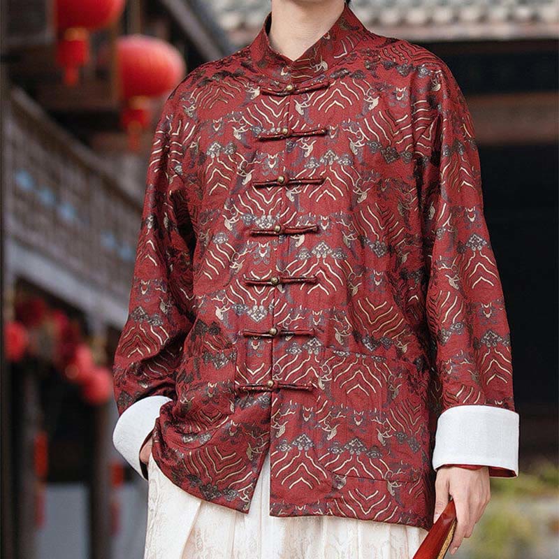 Chemise à manches longues et poches pour homme, motif floral imprimé Buddha Stones - Brun - US/UK/AU46,EU56 (5XL) - image 0